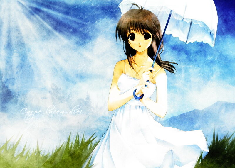 girl with white umbrella