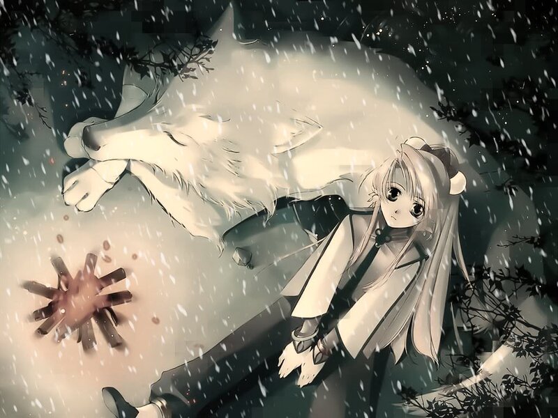 Girl with White Wolf — Melancholic