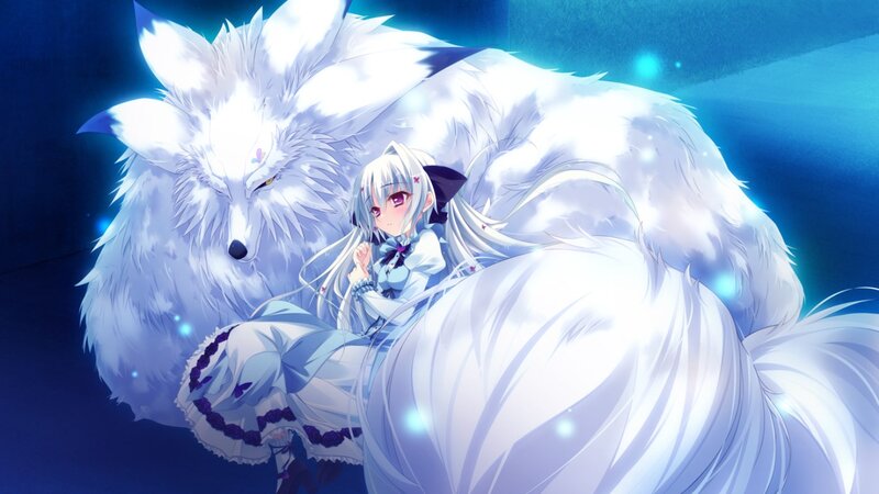 Girl with White Wolf — Serene