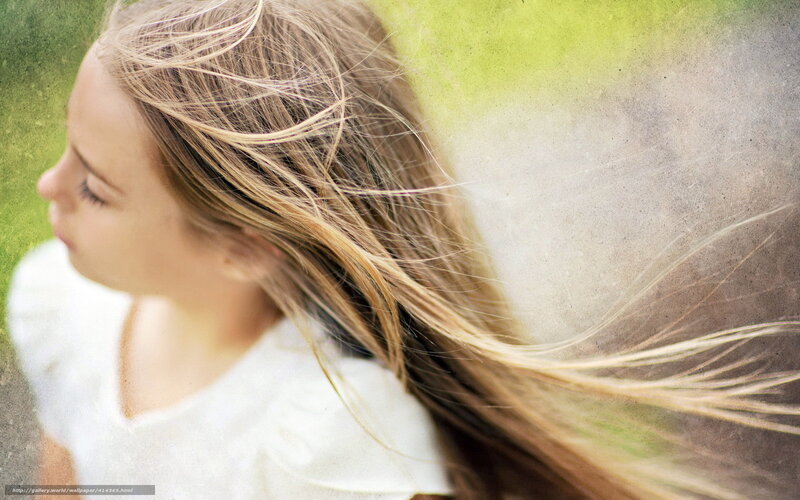 girl with wind-blown hair