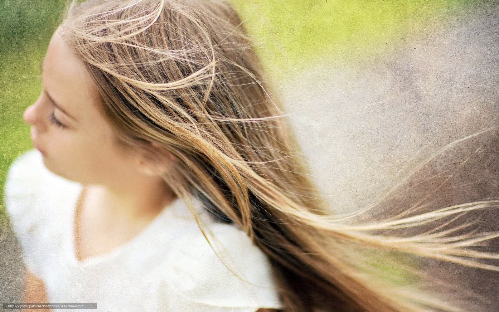 girl with wind-blown hair