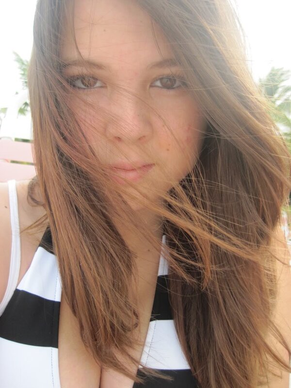 girl with wind-blown hair