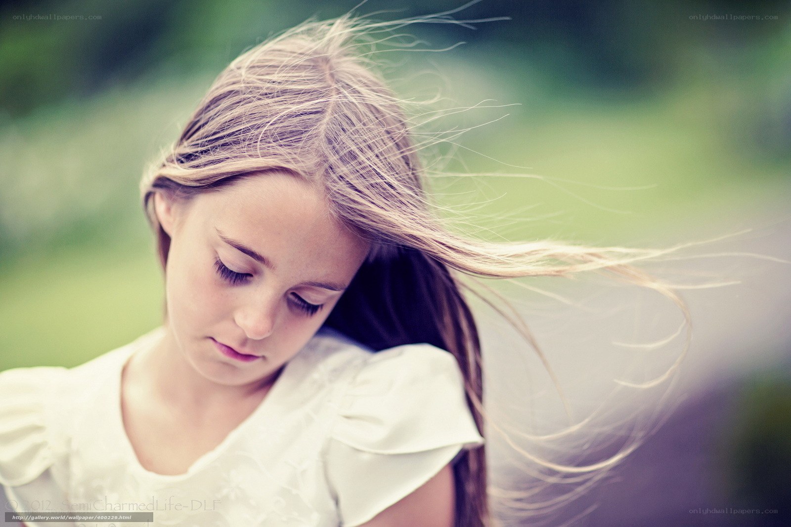 girl with wind-blown hair