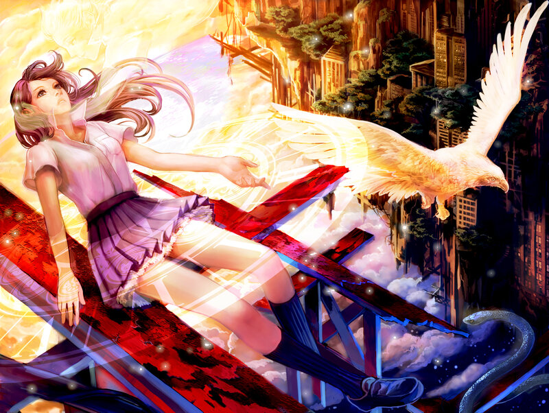 Girl with Wings and Bird