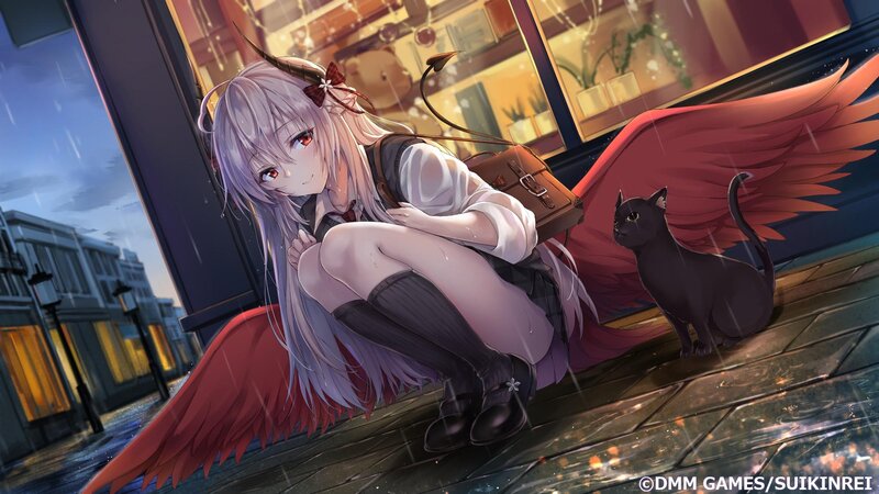 Girl with Wings and Cat