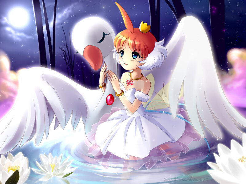 Girl with Wings and Swan