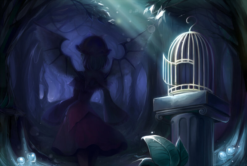 Girl with Wings in Forest — Blue