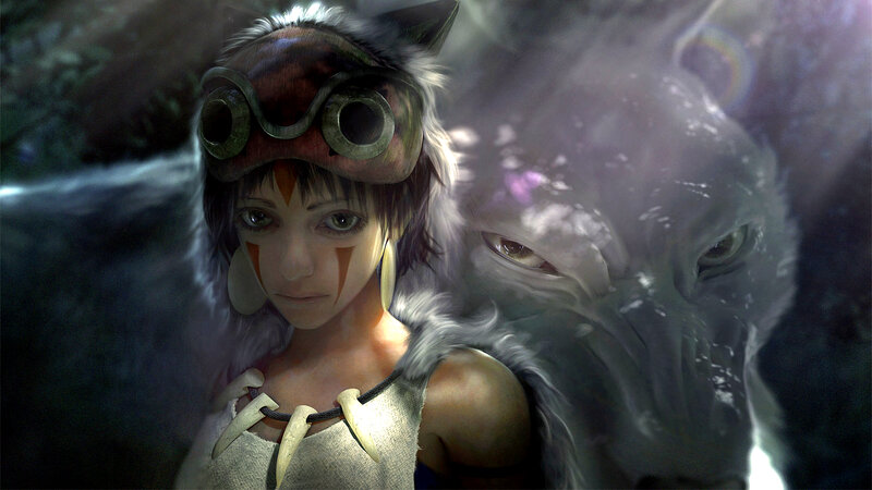 Girl with Wolf Companion — Gray