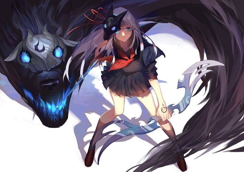 Girl with Wolf Creature — Black