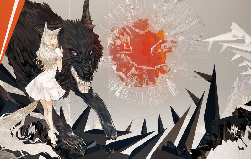 Girl with Wolf Creature