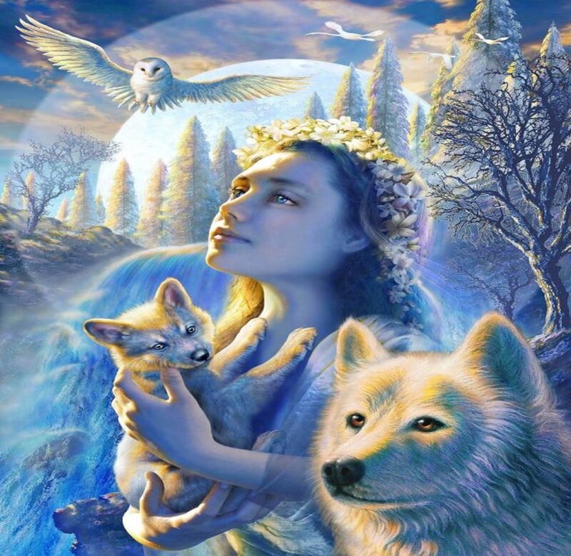 Girl with Wolf Cub