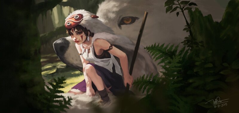Girl with Wolf Mask
