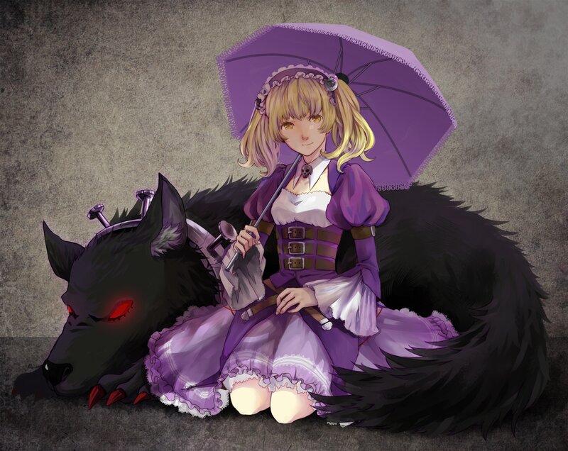 Girl with Wolf — Purple, Dramatic
