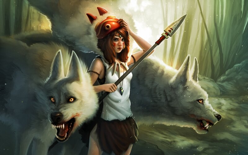 Girl with Wolves — White