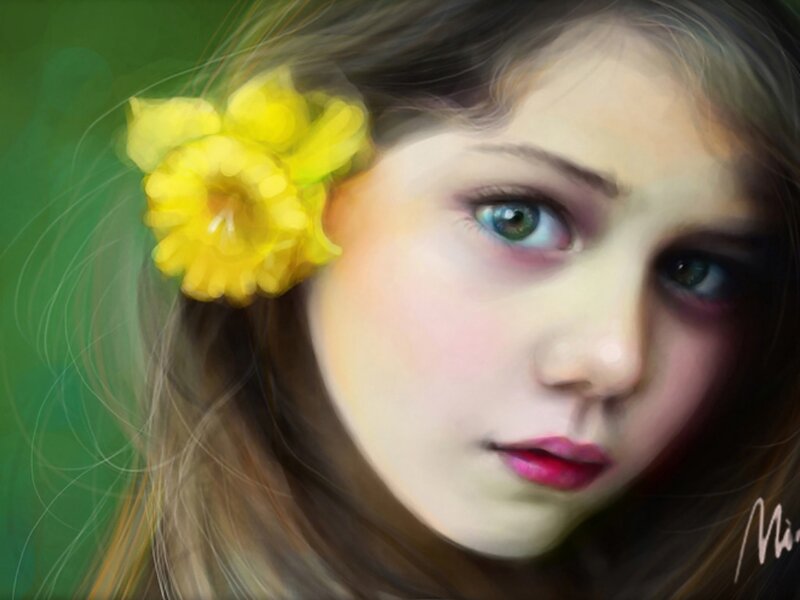 Girl with Yellow Flower — Calm