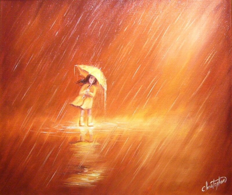 Girl with Yellow Umbrella — Orange