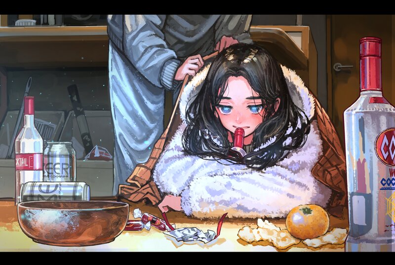 Girl Wrapped in Blanket