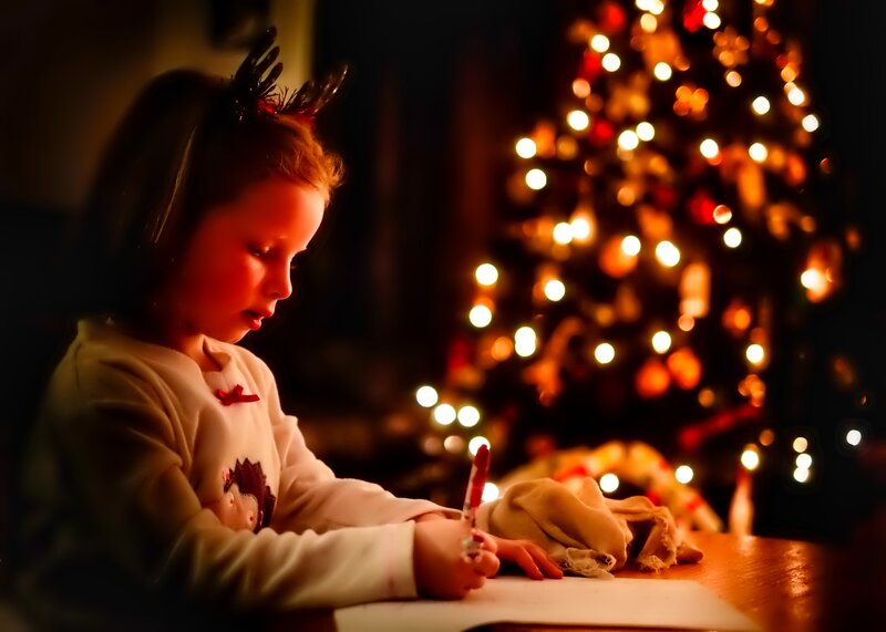 Girl Writing at Table