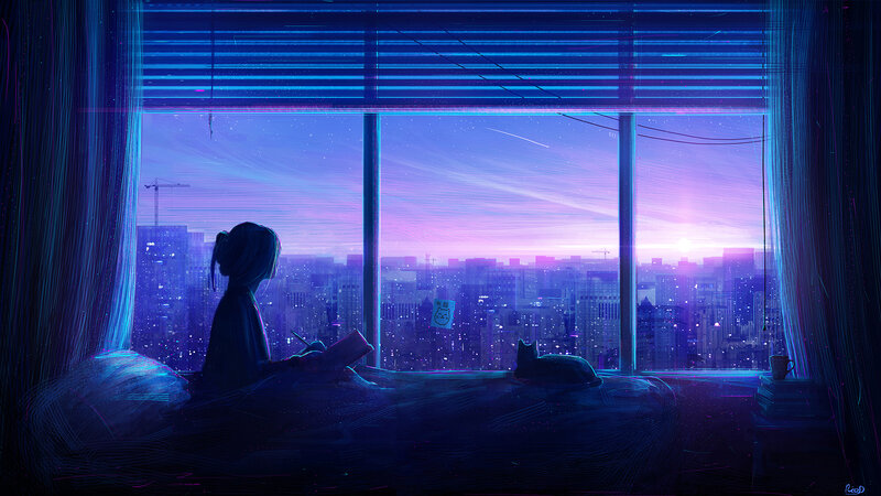 Girl Writing by Window