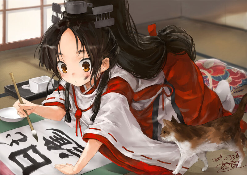 Girl Writing Calligraphy — White
