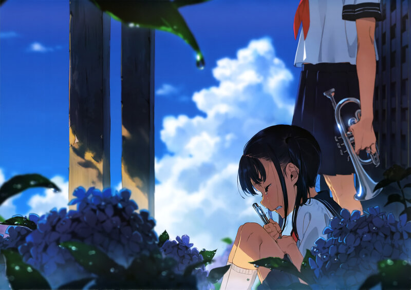 Girl Writing in Notebook — Blue