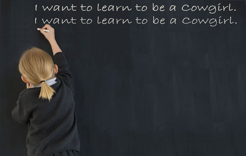Girl Writing on Chalkboard — Black
