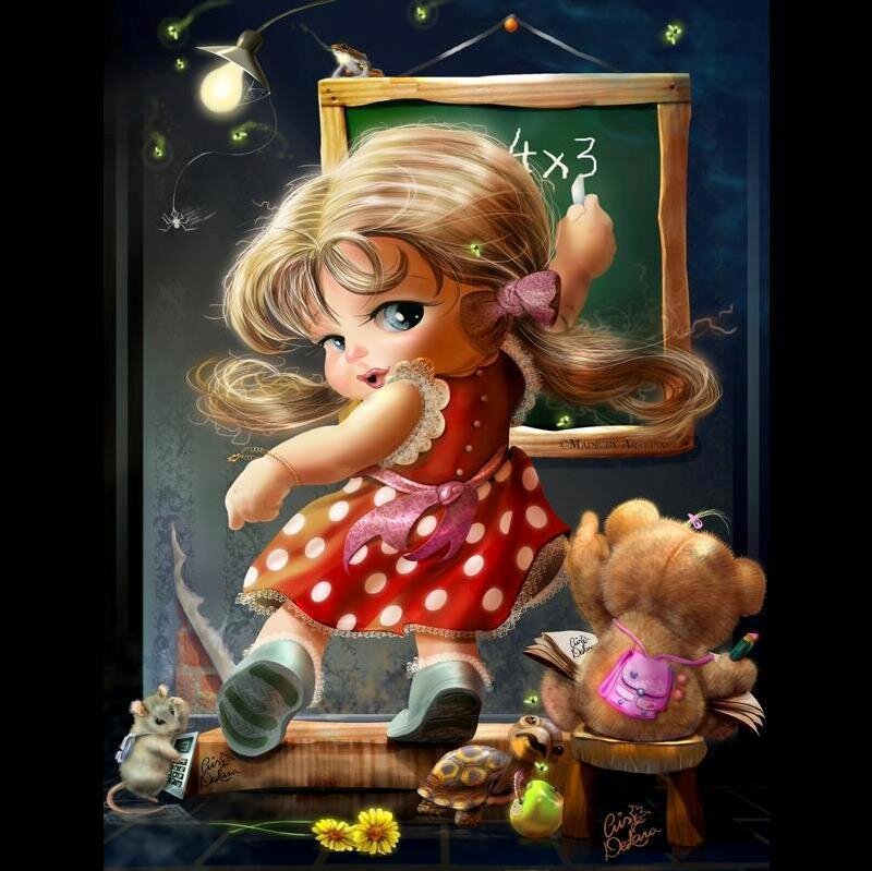 Girl Writing on Chalkboard