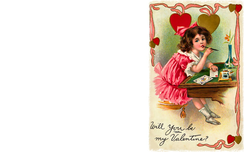 Girl Writing Valentine