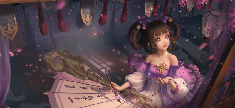 Girl Writing with Brush