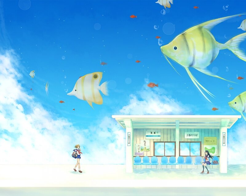 Girls at Bus Stop