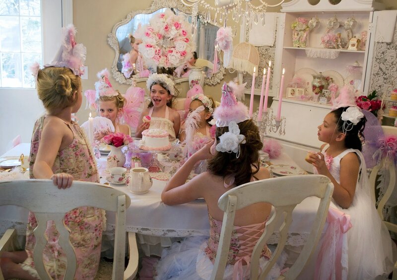 Girls at Tea Party — Pink