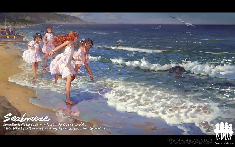 Girls at the Beach — Blue