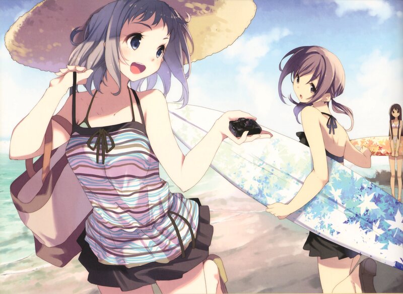 Girls at the beach with surfboards