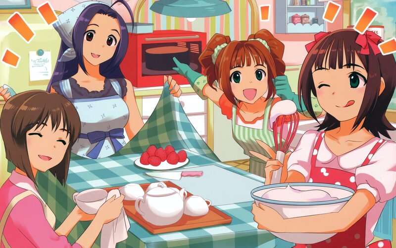 Girls Baking in Kitchen — Pink