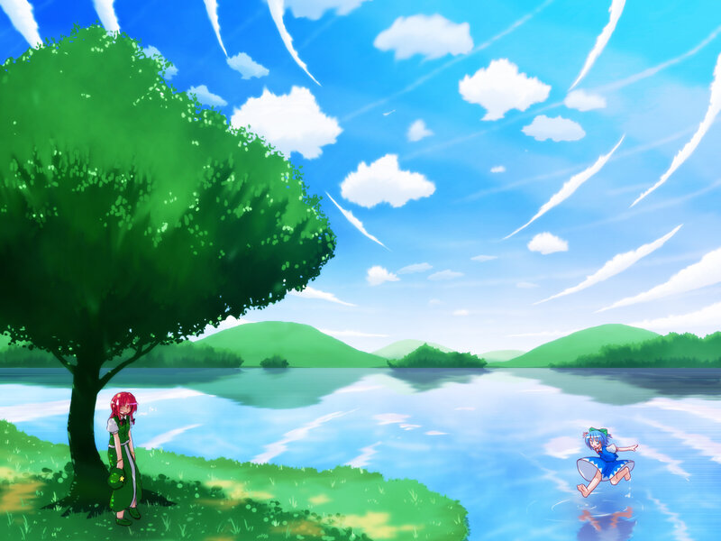 Girls by the lake