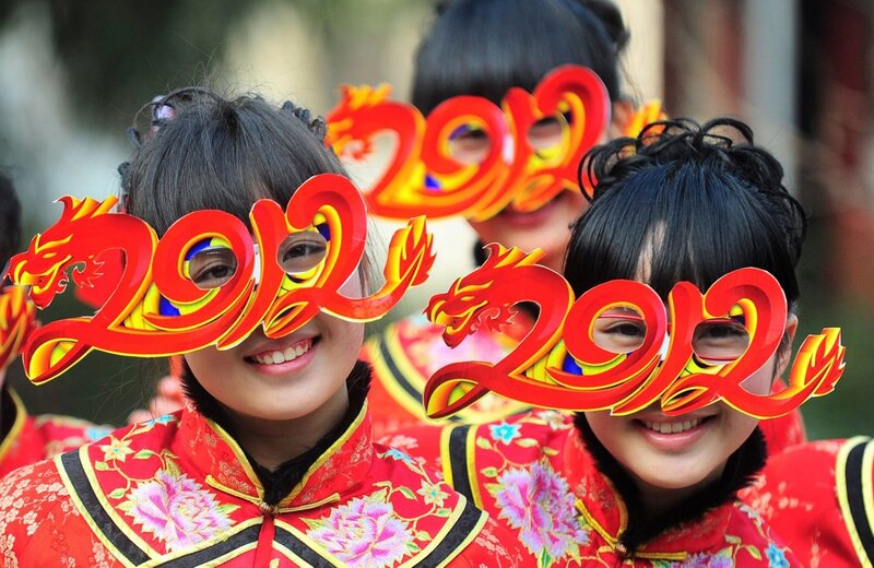 Girls celebrating Chinese New Year