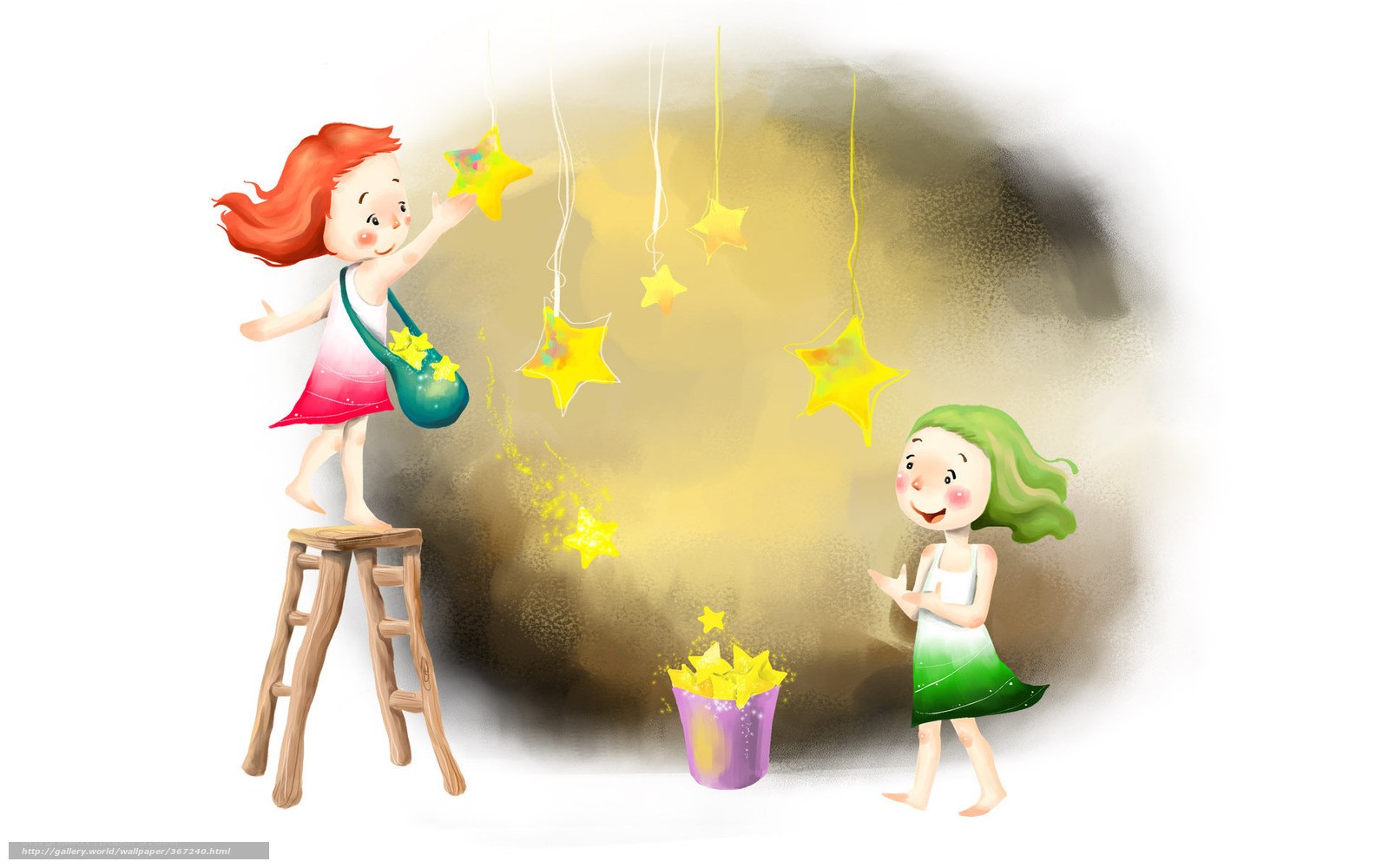 Girls collecting stars