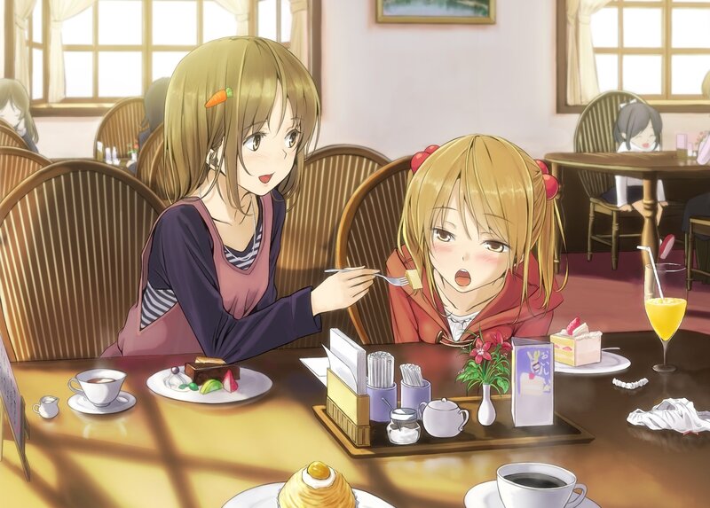 Girls enjoying dessert at a cafe
