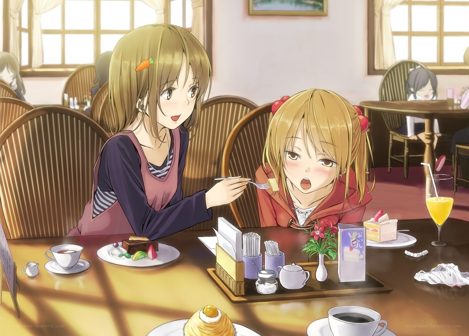 Girls enjoying dessert at a cafe