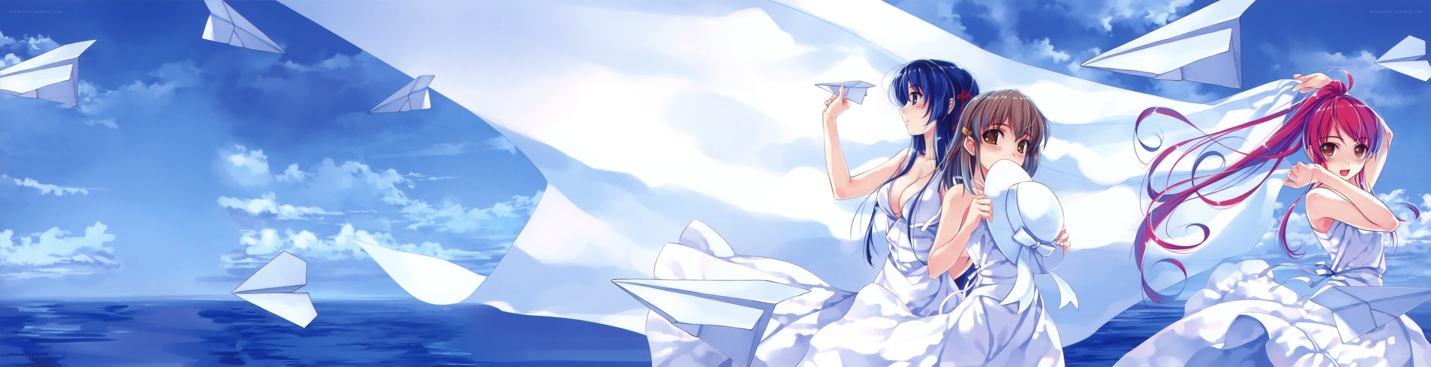 girls flying paper airplanes