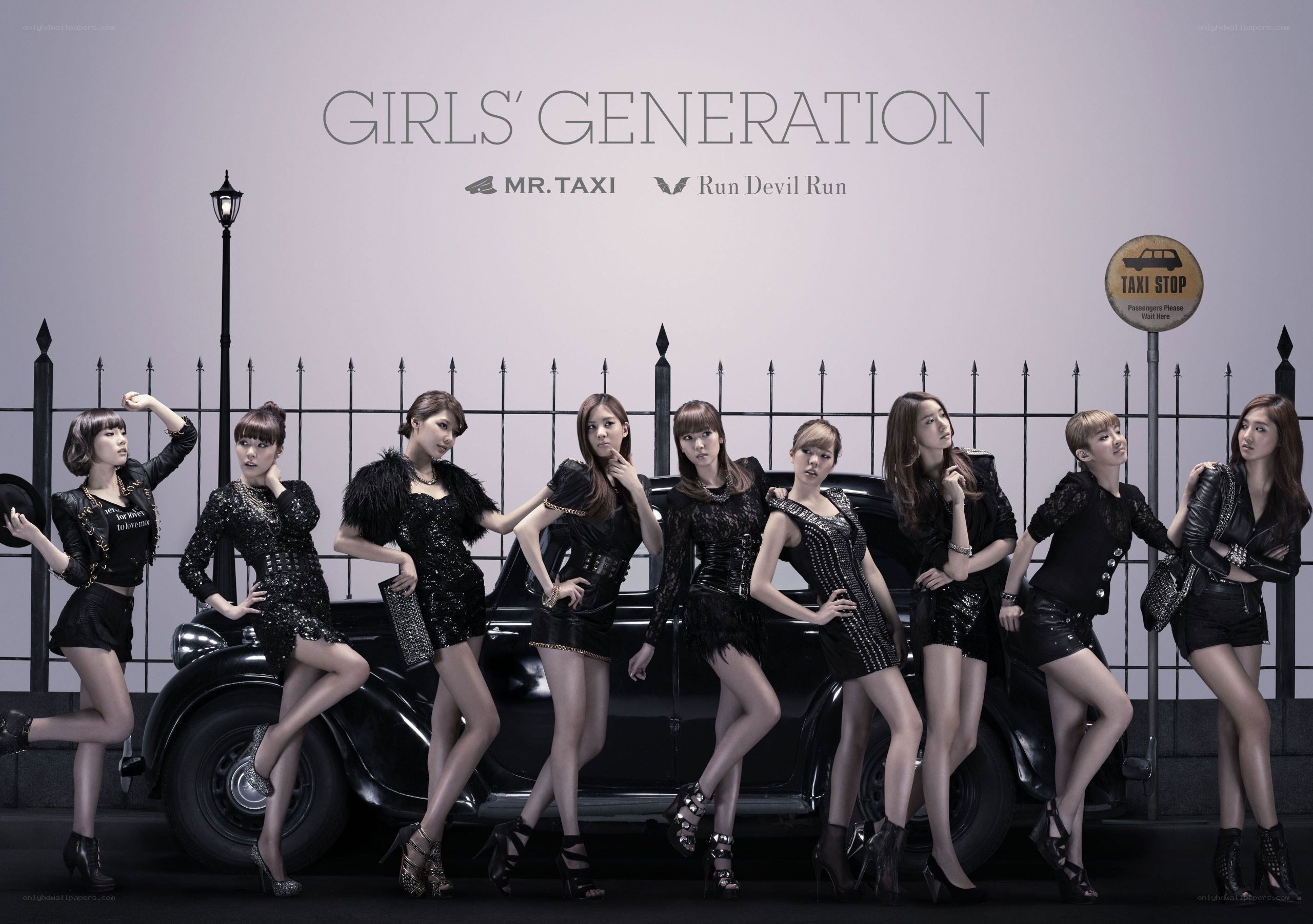 Girls' Generation at a taxi stop