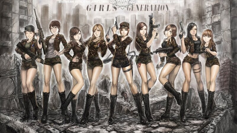Girls' Generation in military gear