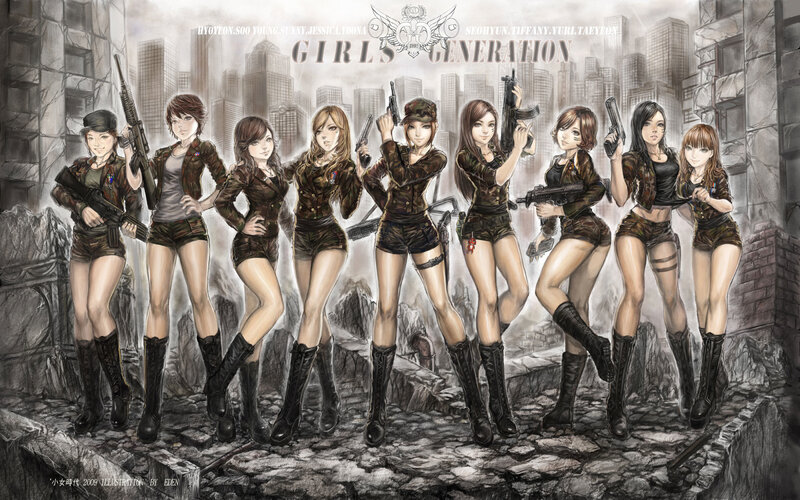 Girls' Generation in military gear