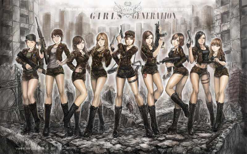 Girls' Generation in military gear