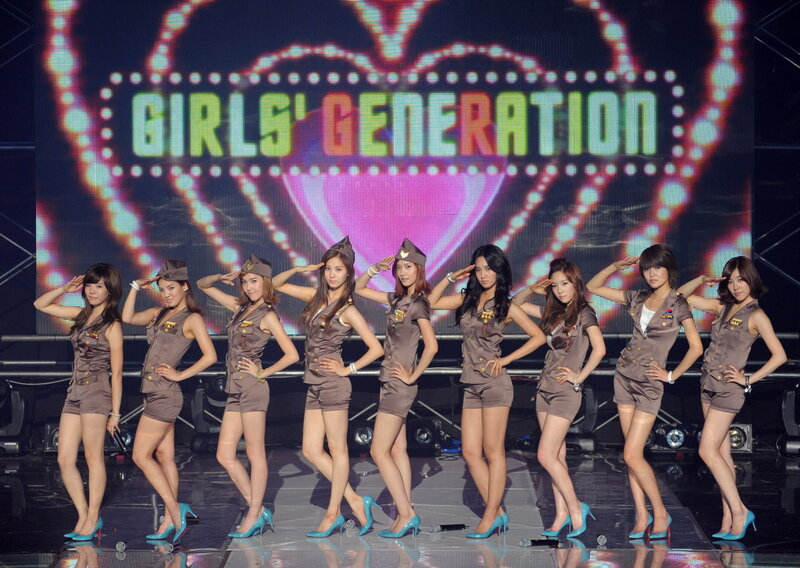 Girls' Generation performing on stage