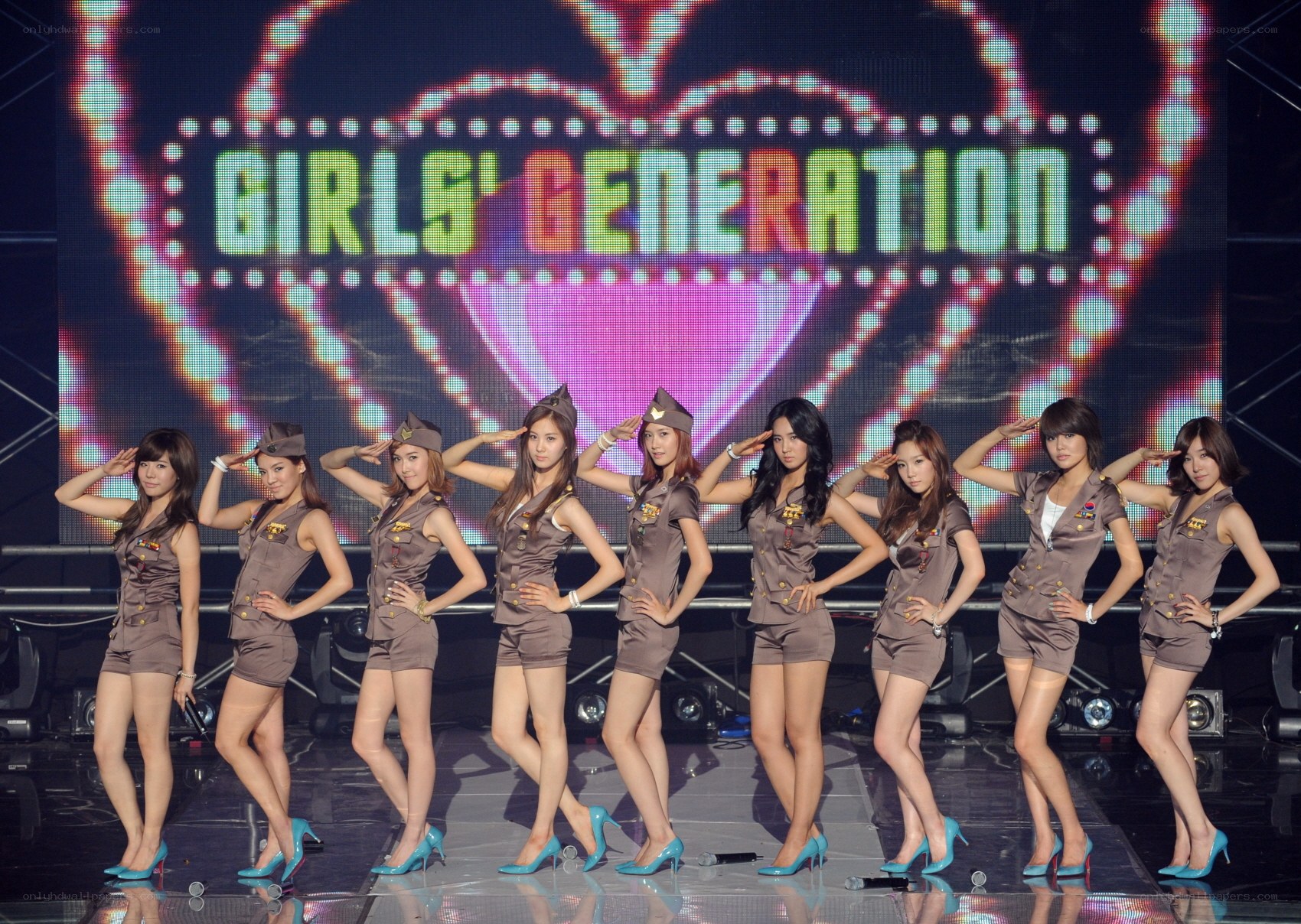 Girls' Generation performing on stage