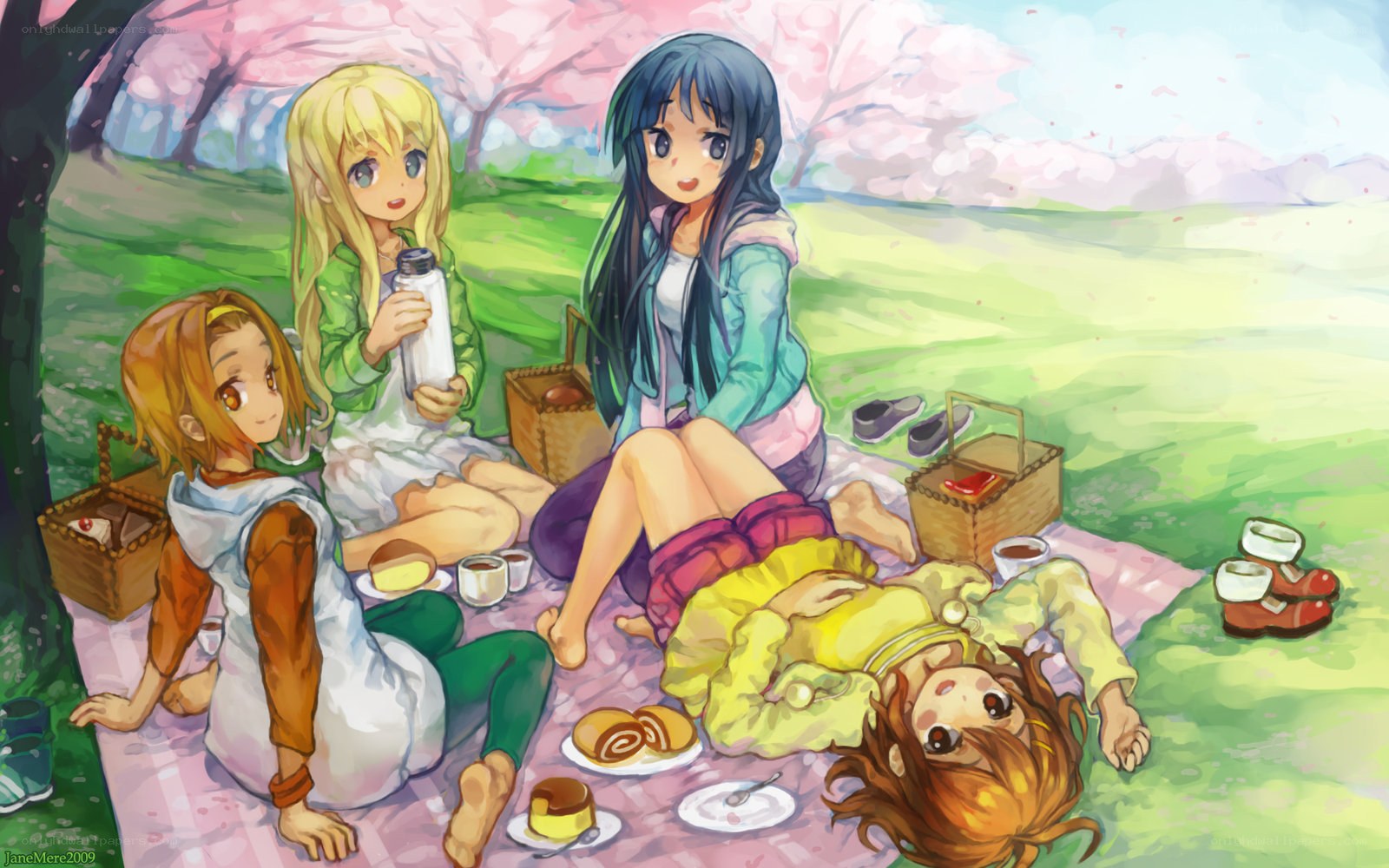 Girls having a picnic