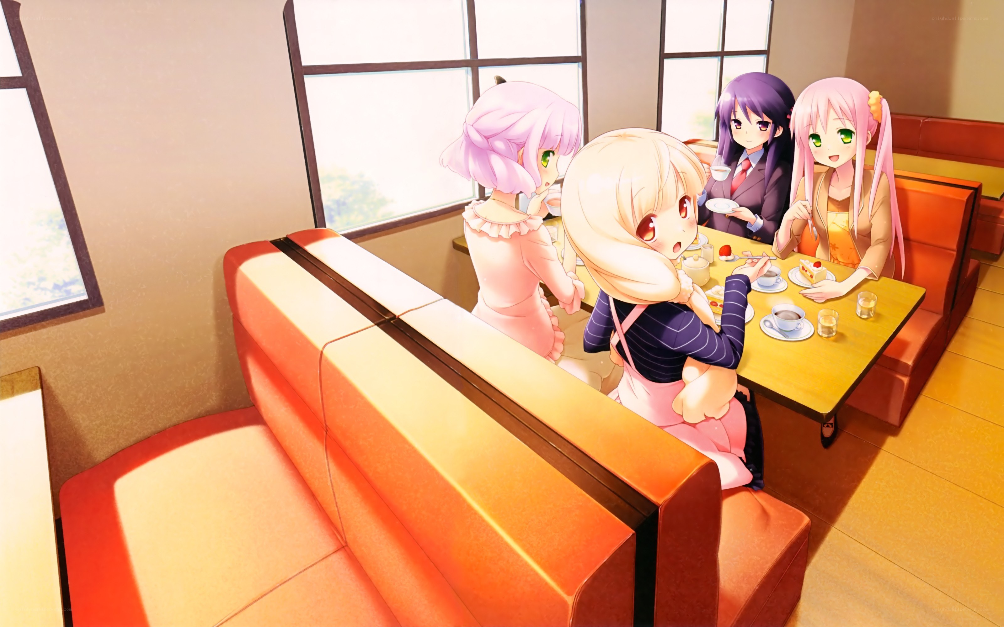 Girls having tea in a cafe