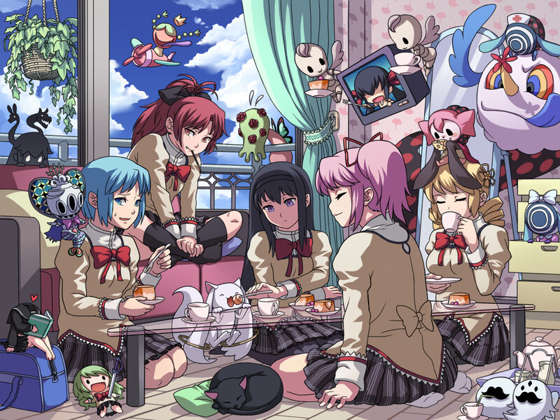 Girls Having Tea Party