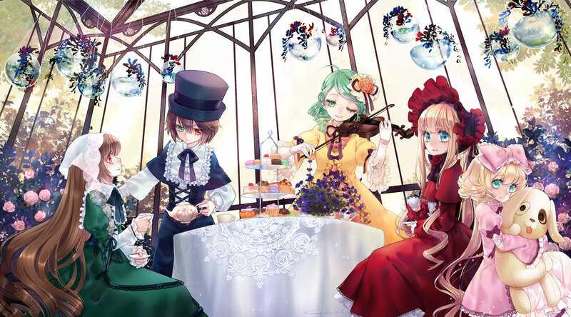Girls Having Tea Party — White